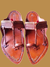 Picture of Handcrafted Kapashi Leather Chappal - Premium Quality with Traditional Look, Wide Bridge, 6 Strips and Lal Gonda